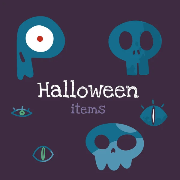 Illustration Vectorielle Halloween Avec Des Trucs Halloween Crâne Yeux Style — Image vectorielle