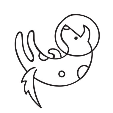 Tek nesneli vektör stok çizimi, uzay teması, el çizimi, karalama tarzı. Örnek elementler beyazda izole edildi. Çizgi çizgisi, özet.