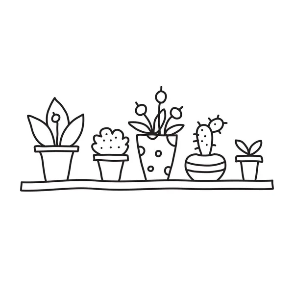 Ilustración Stock Vectorial Con Solo Objeto Planta Casera Dibujado Mano — Vector de stock