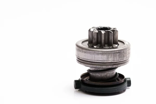 Spare part of the car. Bendix starter on a white background. — Stock Photo, Image