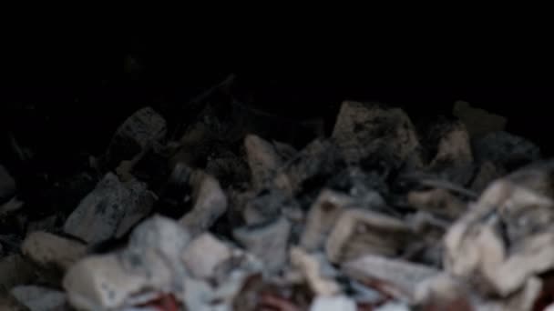 Lareira Queimada Calor Para Cozinhar Cinzas Nascem Mudança Seletiva Foco — Vídeo de Stock