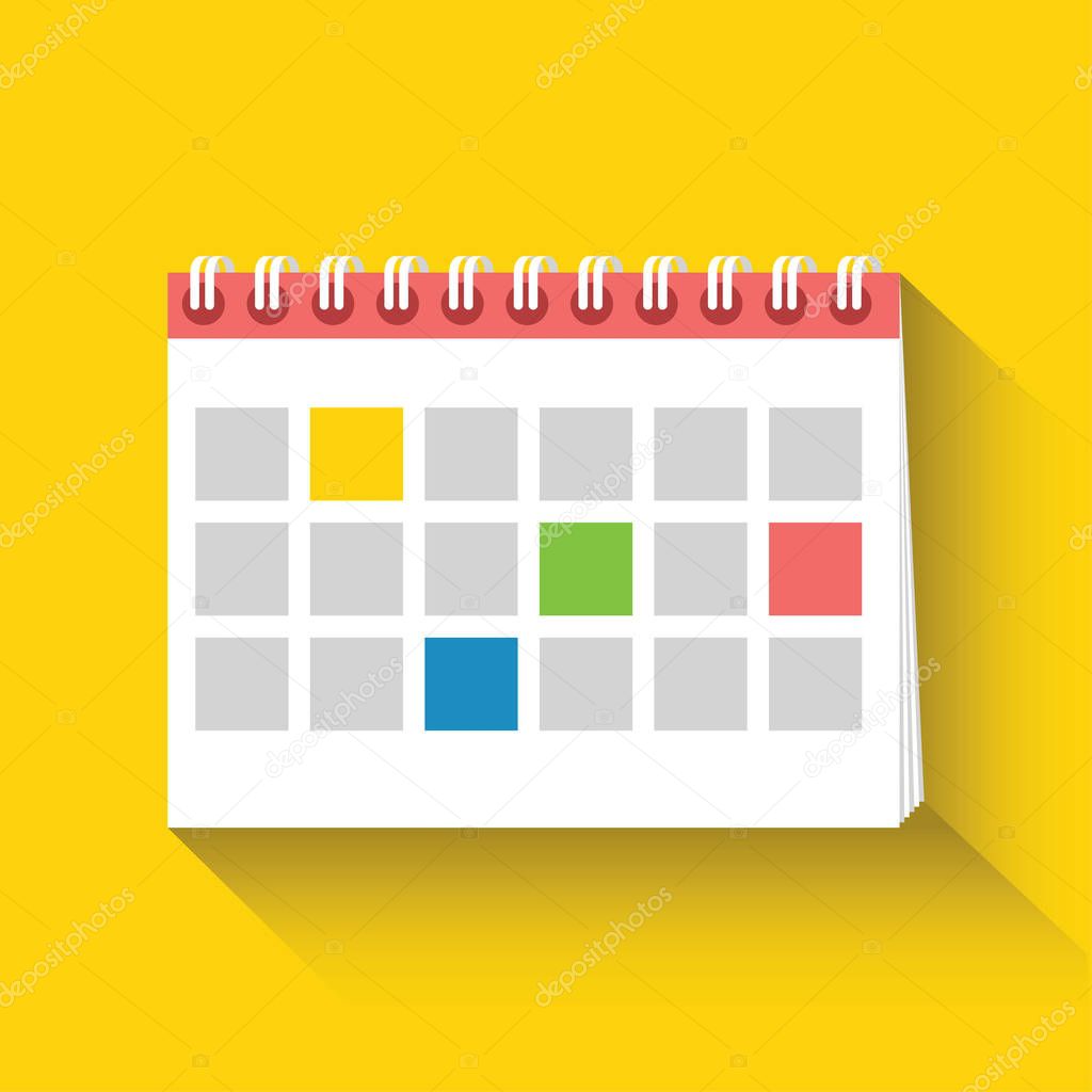 Table calendar flat icon. Flat design. Vector illustration.