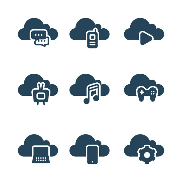 Cloud Computing Entertainment Line Icons — Stock Vector