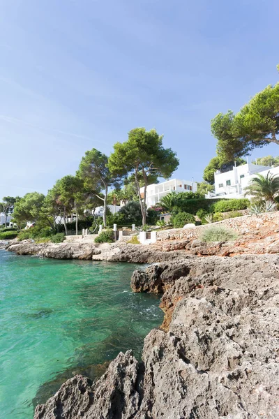 Cala d'Or, Mallorca - A rocky coastline and and beautiful trees — Stock Photo, Image