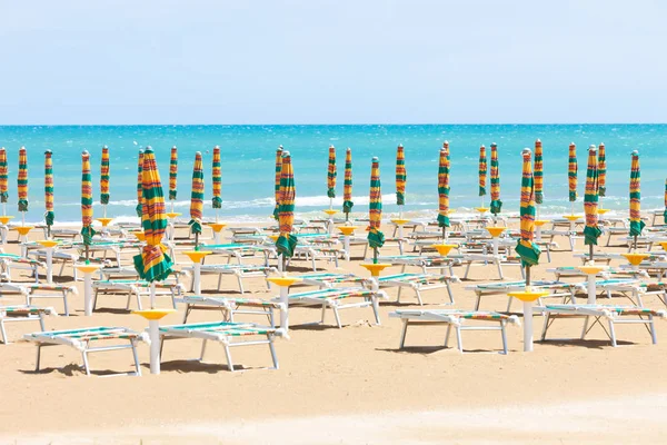 Vieste, Italia - Sdraio sulla spiaggia pulita di Vieste — Foto Stock
