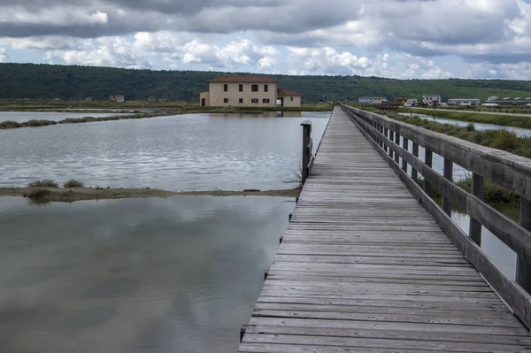 Secovlje Saltworks plus grand étang d'évaporation saline slovène sur la mer Adratique, paysage naturel et industriel en Slovénie Piran — Photo