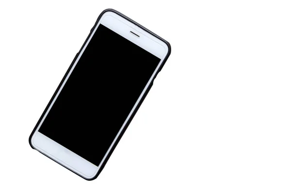White smartphone with black screen on isolated — Stock Photo, Image