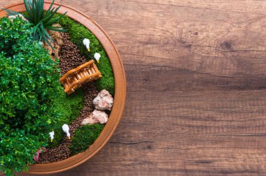 Üstten Görünüm küçük Bahçe yay