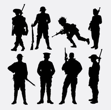 Ordu, asker, asker, polis siluet