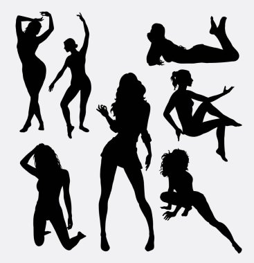 Seksi kız güzel anatomi siluet ile