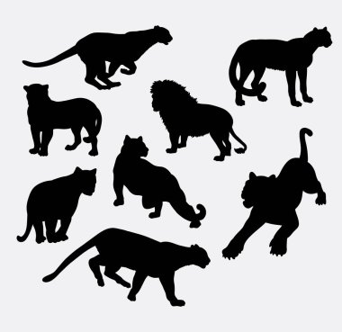 Çita, aslan, kaplan ve Panter vahşi hayvan siluet