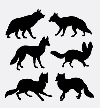 Fox ve kurt siluet