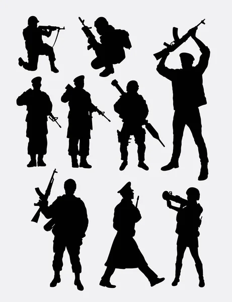 Militär, Armee, Soldat, Polizei, Sicherheit, Menschen Beruf Silhouette — Stockvektor