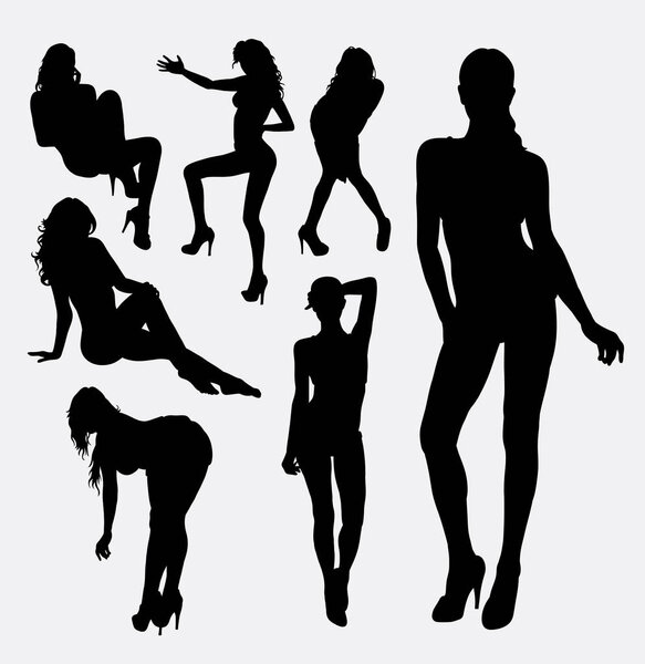 Girl, woman, female sexy pose silhouette