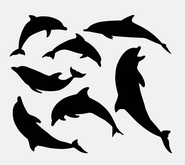 Silueta animal de pez delfín — Vector de stock