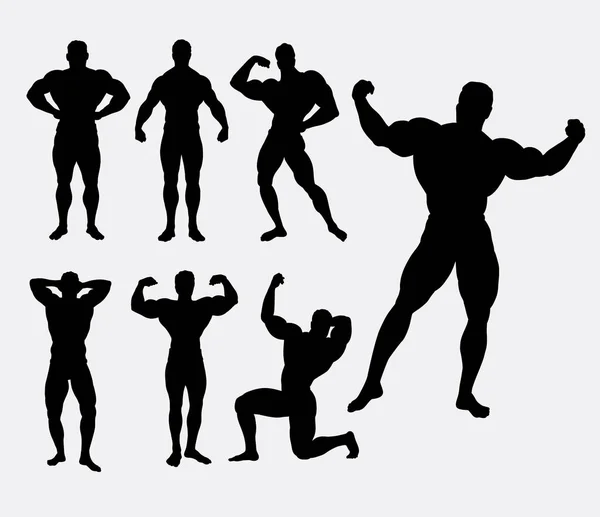 Culturismo masculino masculina actividad deportiva silueta — Vector de stock