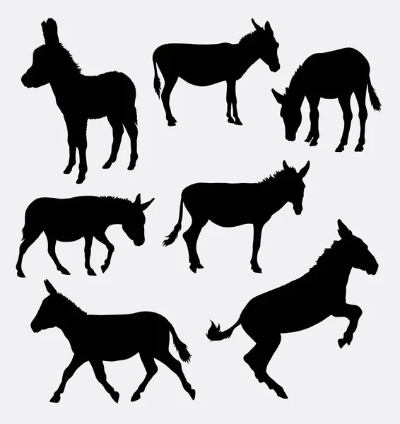 Donkey farm animal vector silhouette — Stock Vector