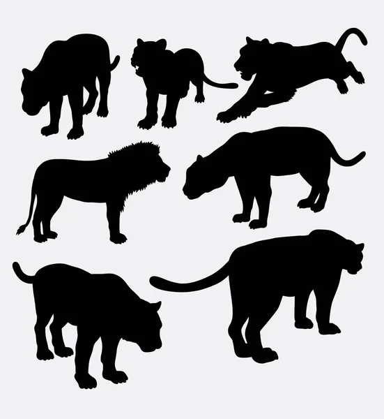 Lion, panther, and puma silhouette — Stock Vector