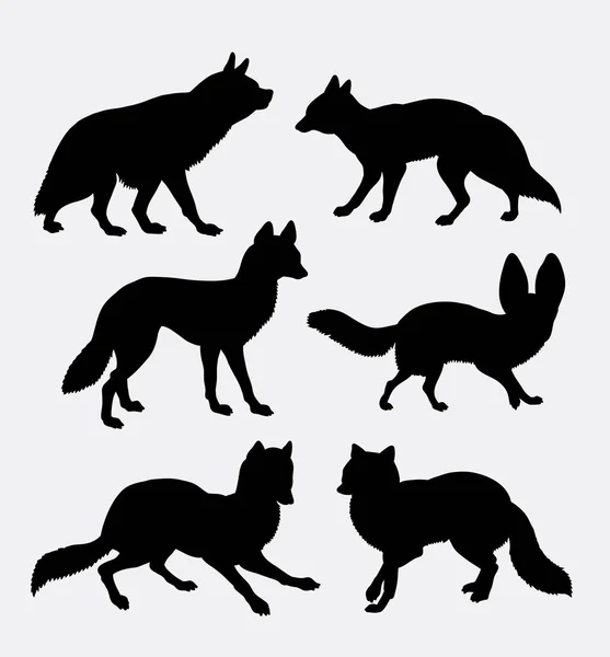 Vos en wolf silhouet — Stockvector