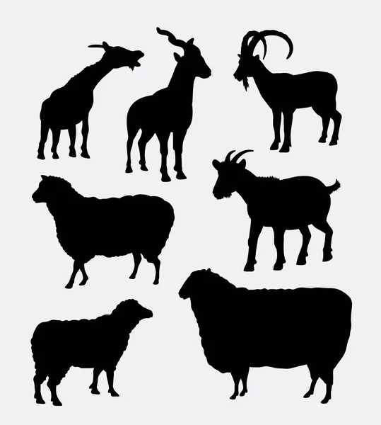 Goat and sheep farm animal silhouette — Stock Vector