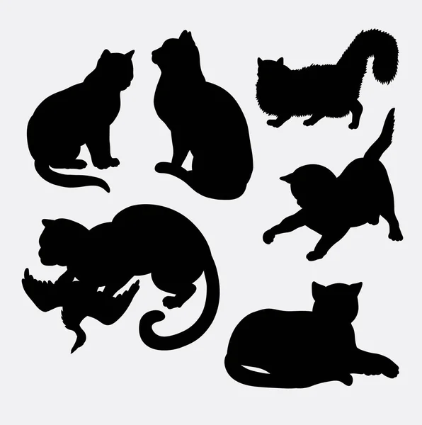 Katze Tier Aktivität Silhouette — Stockvektor