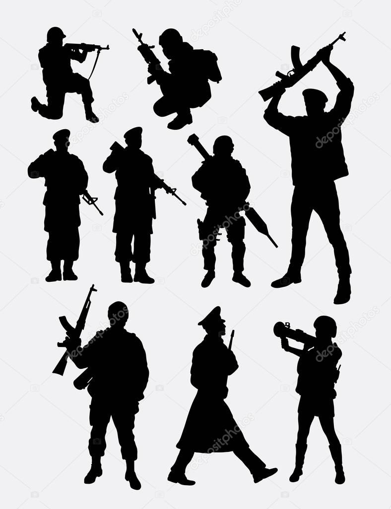 Military, army, soldier, police, security, people profession silhouette. Good use for symbol, logo, web icon, mascot, sticker design or any design you want. Easy to use.