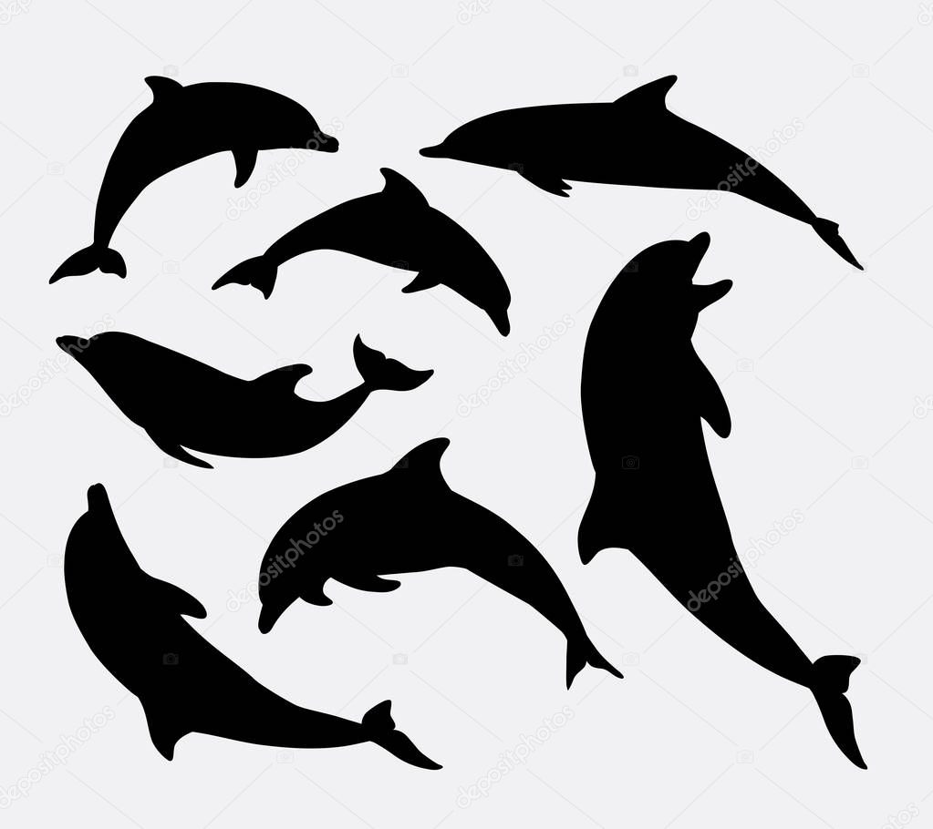 Delfino pesce animale della siluetta Buon uso per simbolo logo mascotte icona di web disegno adesivo segno o qualsiasi disegno che si desidera Facile
