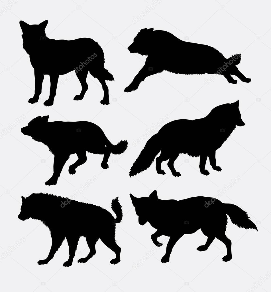 Wolf wild animal silhouette. Good use for symbol, logo, web icon, sticker design, sign, game element, or any design you want.