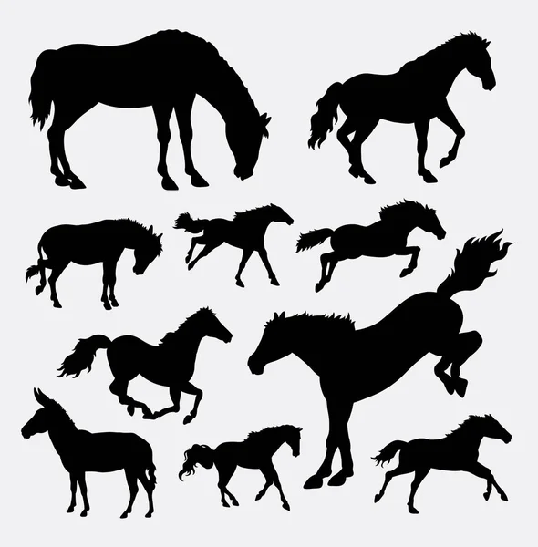 Cavallo animale azione silhouette — Vettoriale Stock