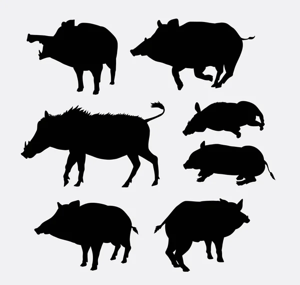 Boar action silhouette — Stock Vector