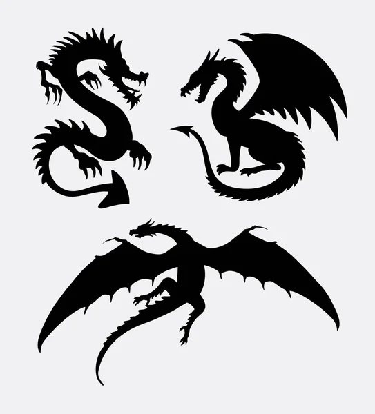 Silueta de diseño de fantasía Dragon — Archivo Imágenes Vectoriales