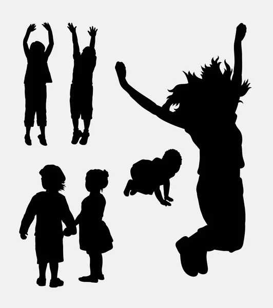 Kinder glücklich und gesund Silhouette — Stockvektor