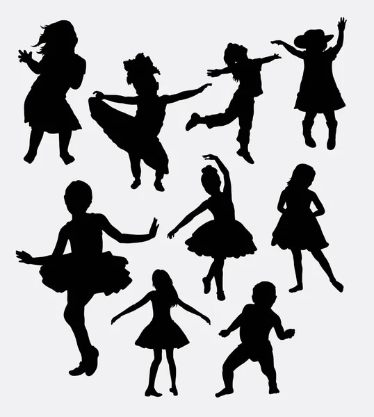 Enfant et enfants silhouette action heureuse — Image vectorielle