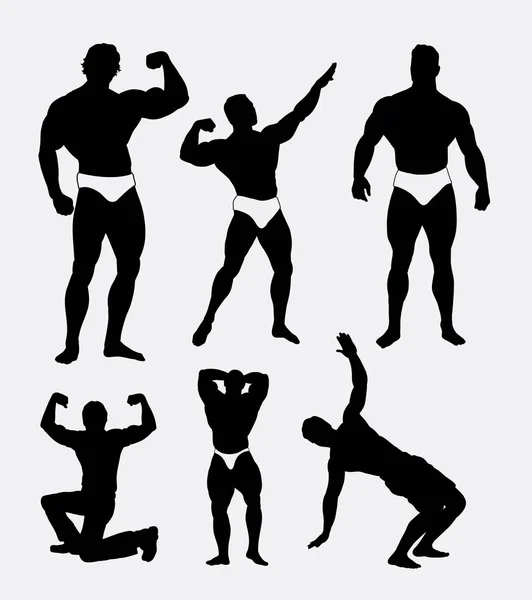 Silhouette pose bodybuilder — Image vectorielle