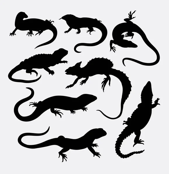 Силуэт ящериц-рептилий — стоковый вектор