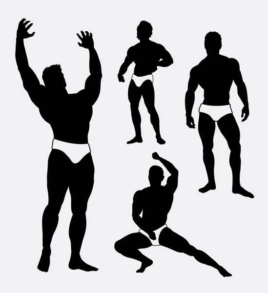 Body builder férfi sport sziluett — Stock Vector