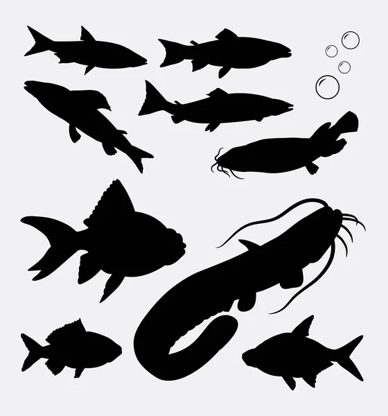 Silueta animal de pescado — Vector de stock