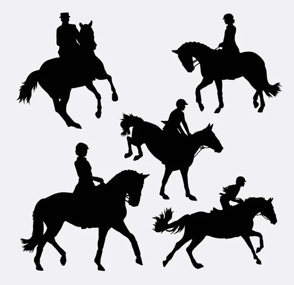 Riding horse. Jockey activity sport silhouette — Stock Vector