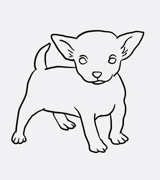 Schattige puppy hond dierlijke lijnwerk tekening — Stockvector