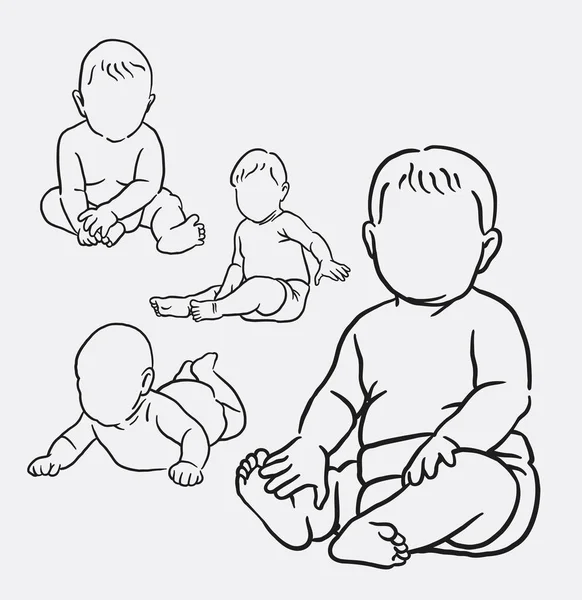 Bambino linea d'azione disegno arte — Vettoriale Stock