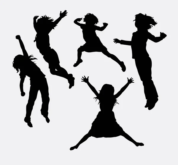 Children happy activity silhouette — Stock Vector