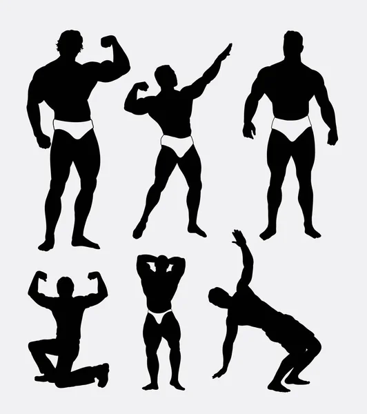 Body builder pose silhouette — Stock Vector