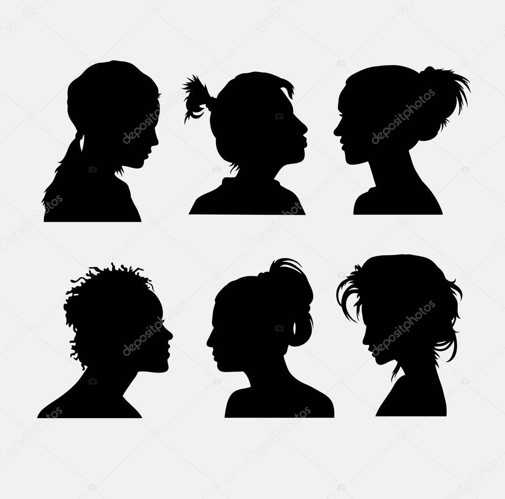 Hair style beauty salon and face expression silhouette Stock Vector Image  by ©Cundrawan703 #129511858