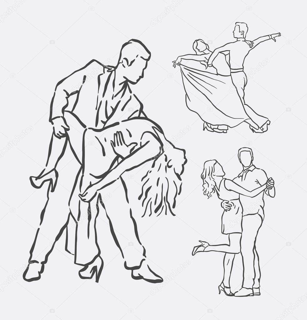 Sweethearts / 50 x 34 cm Drawing  Drawings, Couple dancing drawing,  Dancing drawings