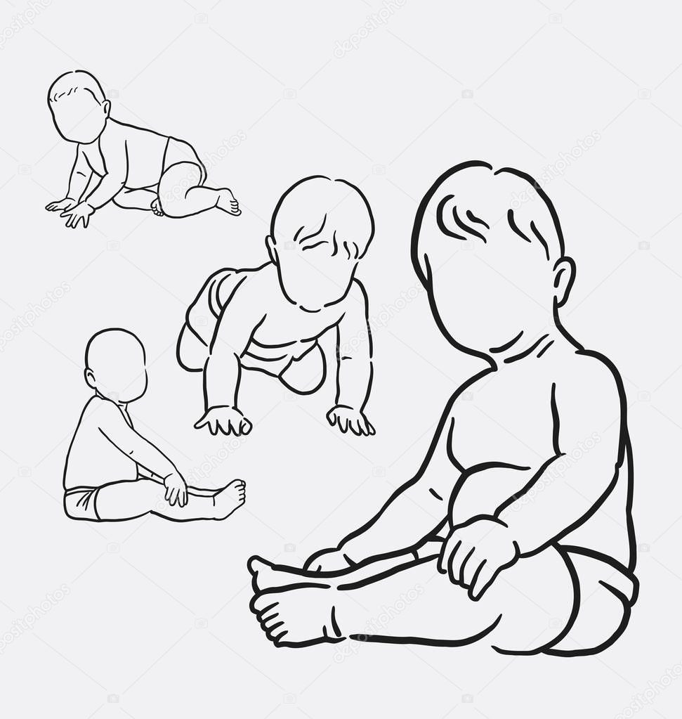 Gens De Bébé Enfant Dessin Dessin Au Trait Image