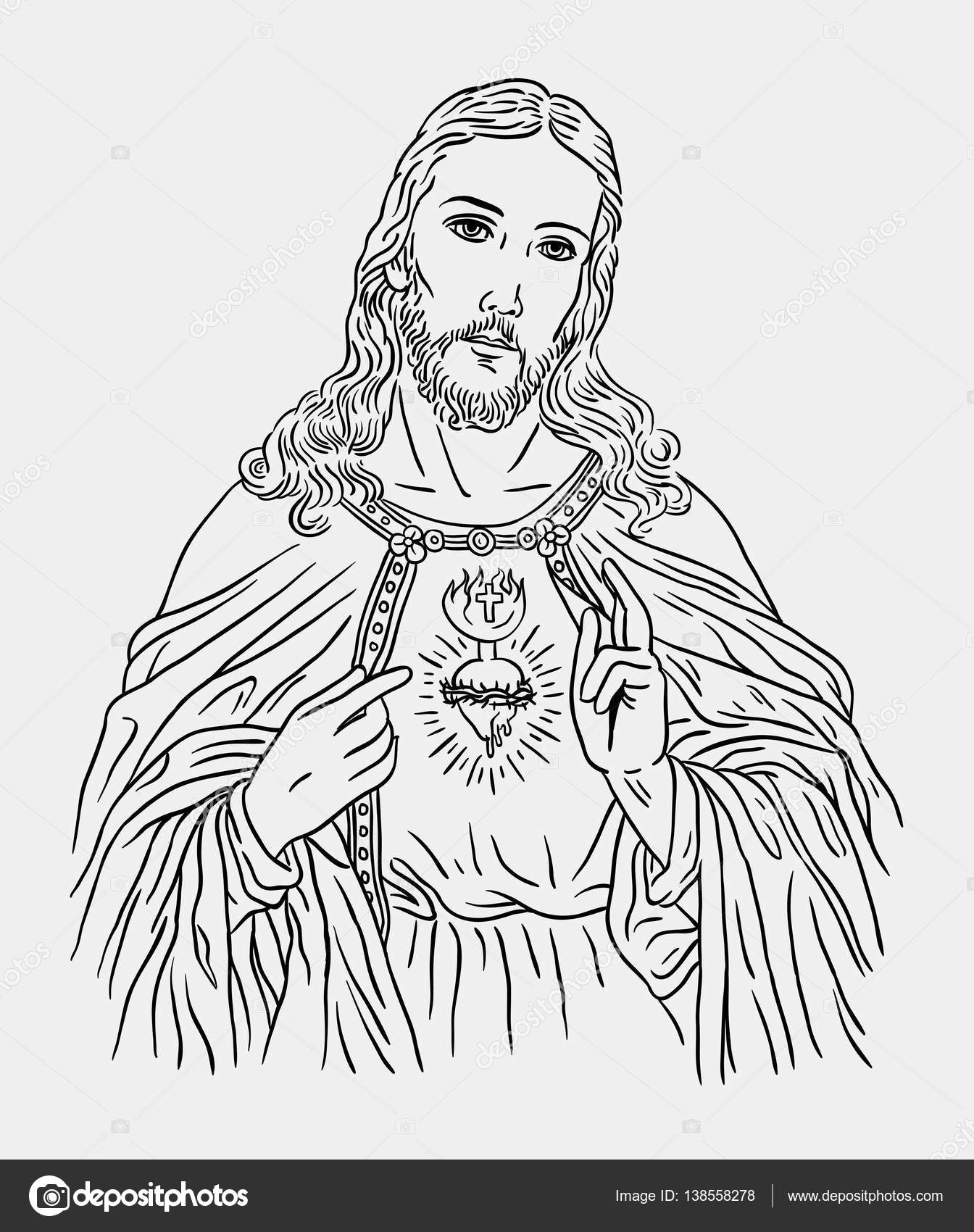 Stile linea di disegno di Ges¹ Cristo religione cattolica art Buon uso per simbolo logo icone web mascotte autoadesivo segno o qualsiasi disegno che