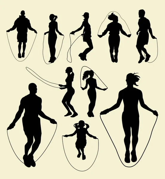 Sauter silhouette d'action des gens du sport — Image vectorielle