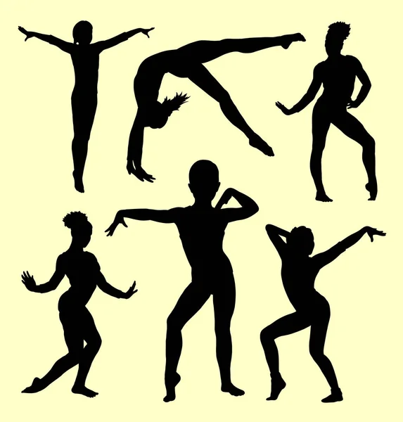 Gymnastiek meisje sport actie silhouet — Stockvector