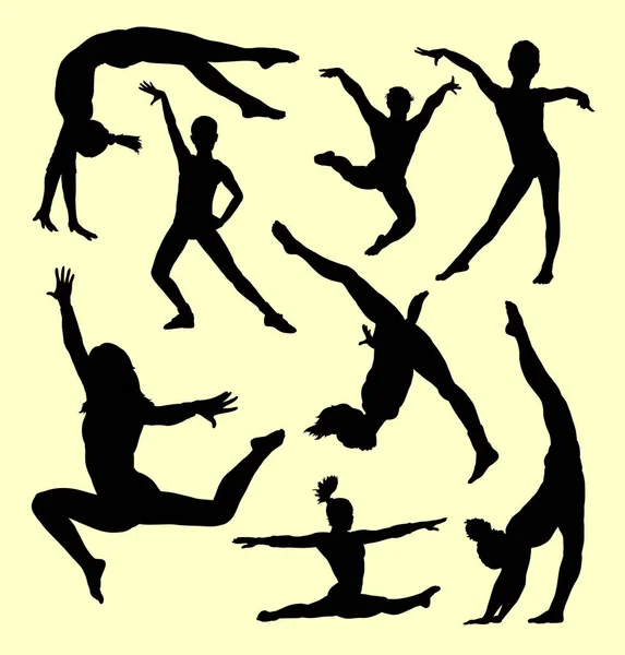 Gymnastiek mensen sport actie silhouet — Stockvector