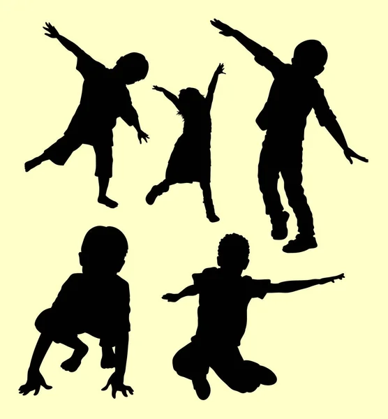 Barn glad spelar siluett — Stock vektor